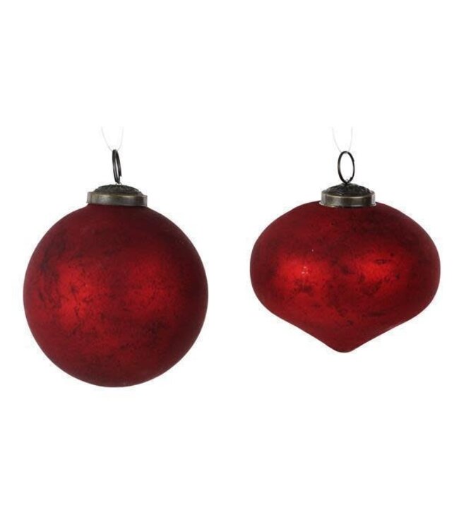 4" Matte Red Rustic  Glass Ornament - Sold Individually