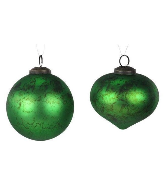 4" Matte Green Rustic Glass Ornament - Sold Individually
