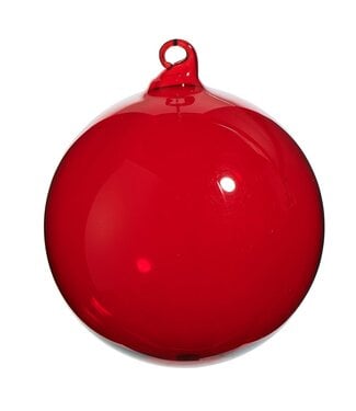 5" Red Sheer Blown Glass Ball Ornament