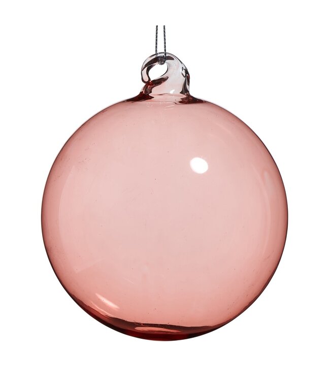 4" Rose Blown Glass Ball Ornament