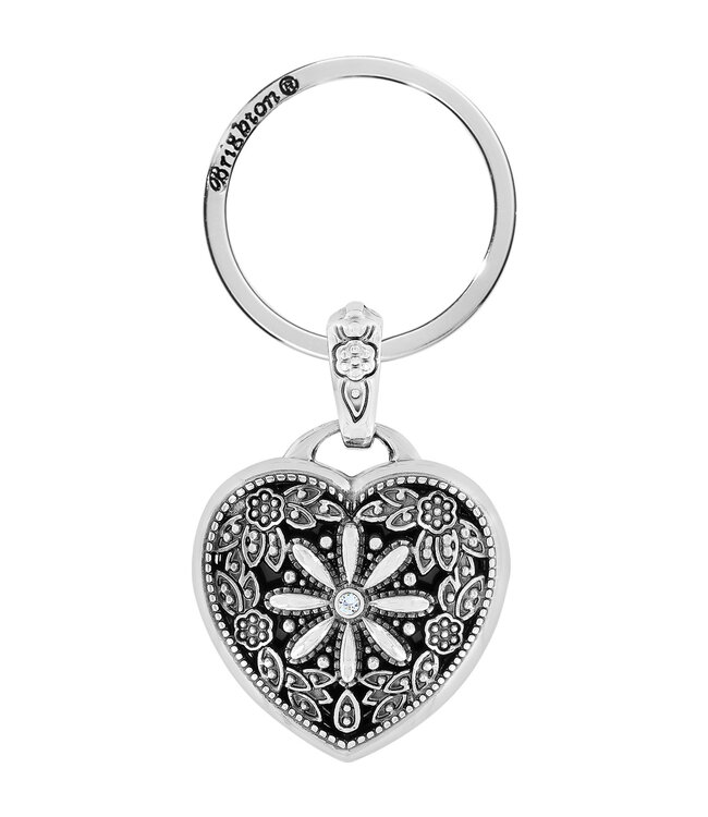 BRIGHTON Floral Heart Key Fob Silver