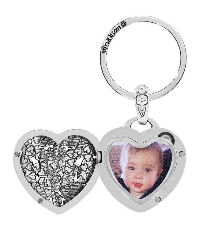 BRIGHTON Floral Heart Key Fob Silver