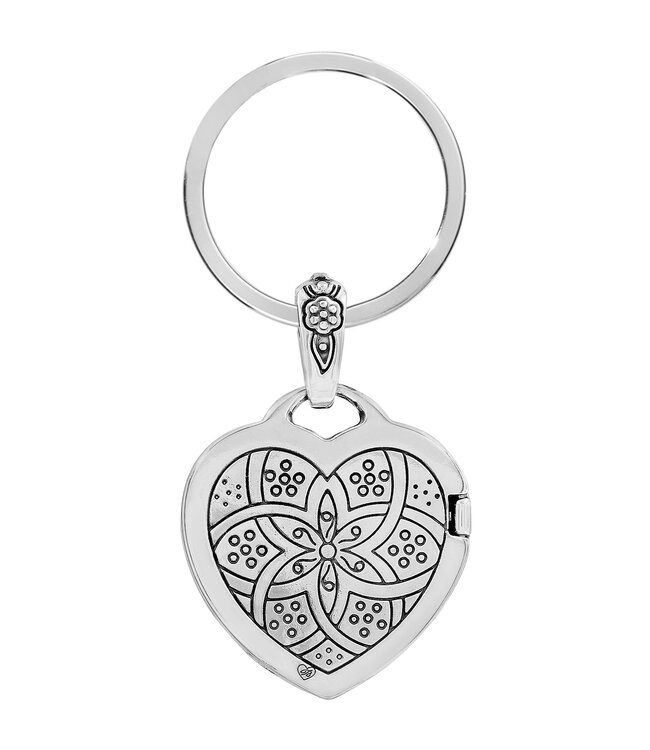 BRIGHTON Floral Heart Key Fob Silver