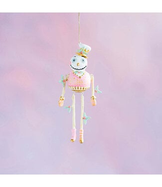 GLITTERVILLE Gold & Blush Holly Jolly Snowman Ornament