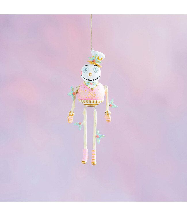 GLITTERVILLE Gold & Blush Holly Jolly Snowman Ornament