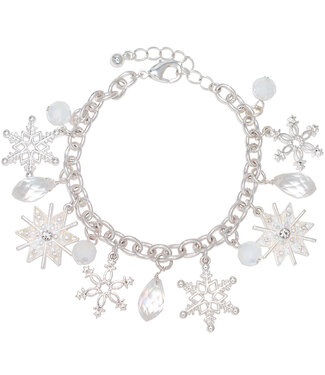 Snowflakes w Crystals Bracelet