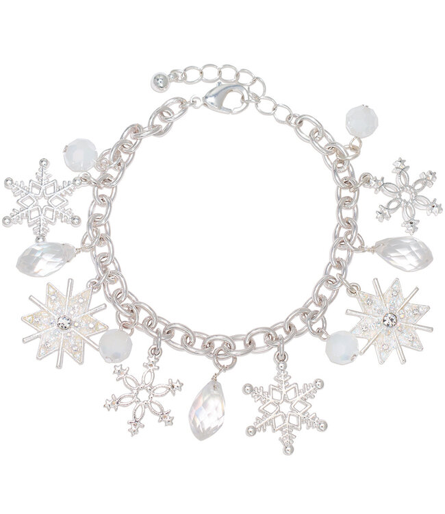 Snowflakes w Crystals Bracelet