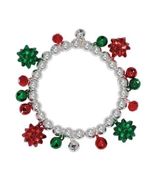 Bells w Red & Green Bows Bracelet