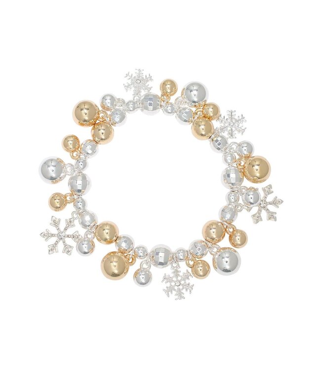 Silver & Gold w Snowflakes Bracelet