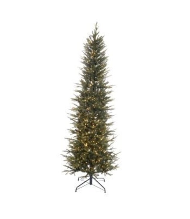 7.5' Pencil King Pine Fir Sparkle Tree - Color Change Rice Light
