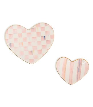 MACKENZIE CHILDS Rosy Heart Trinket Dishes, Set of 2