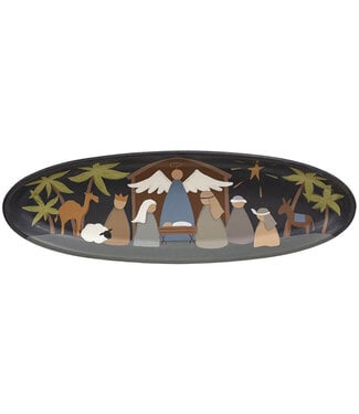 Primitive Nativity Oval Tray