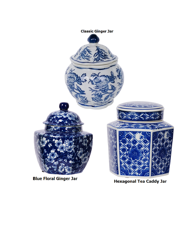 Leith Blue-And-White Decorative Jars - Sold Individually