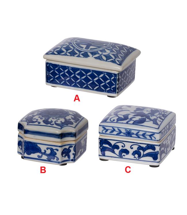 Leith Blue and White Decorative Box - Sold Individually