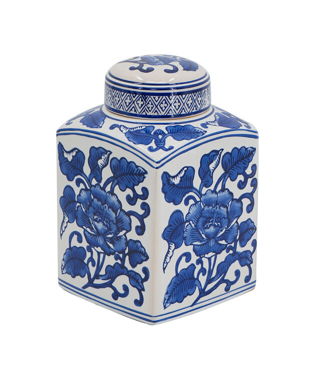 9 Inch  Hand Painted Square Canister