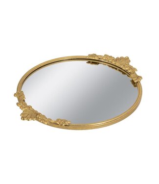 Mirror Tray with Gold Iron Frame & Intricate Floral