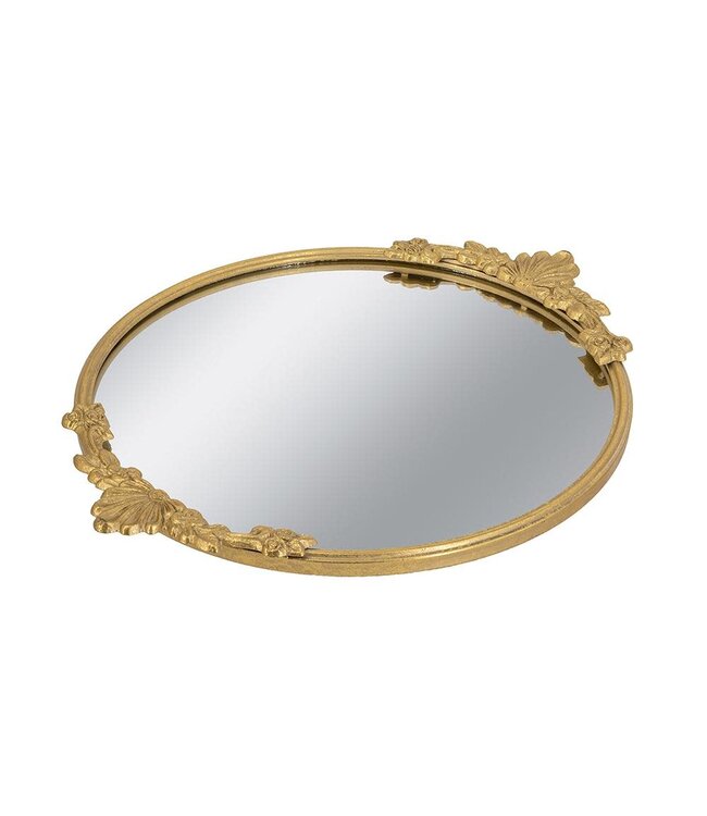 Mirror Tray with Gold Iron Frame & Intricate Floral