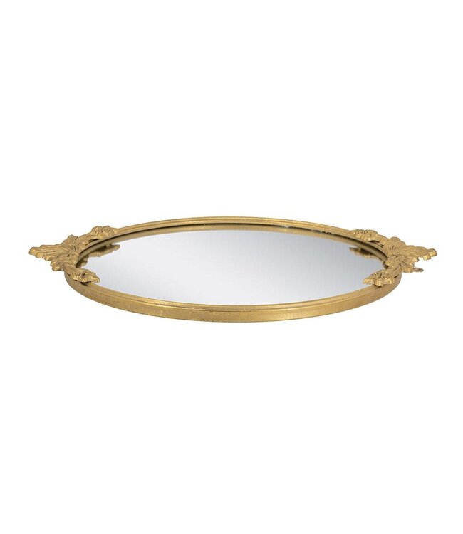 Mirror Tray with Gold Iron Frame & Intricate Floral
