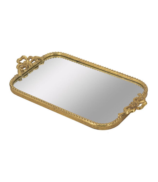 Gold Iron Tray with Mirrored Surface