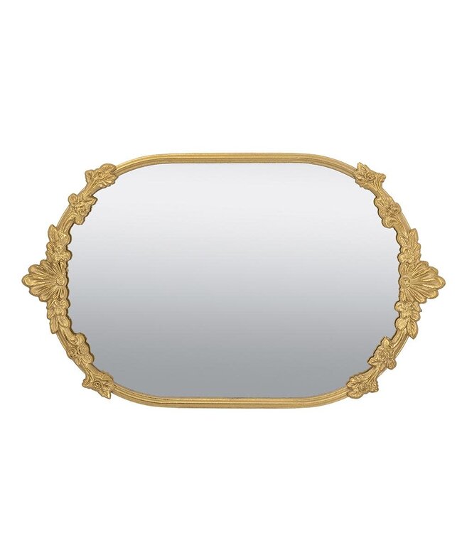Mirror Tray with Gold Iron Frame Intricate Floral