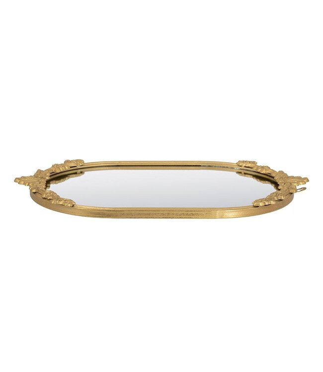 Mirror Tray with Gold Iron Frame Intricate Floral