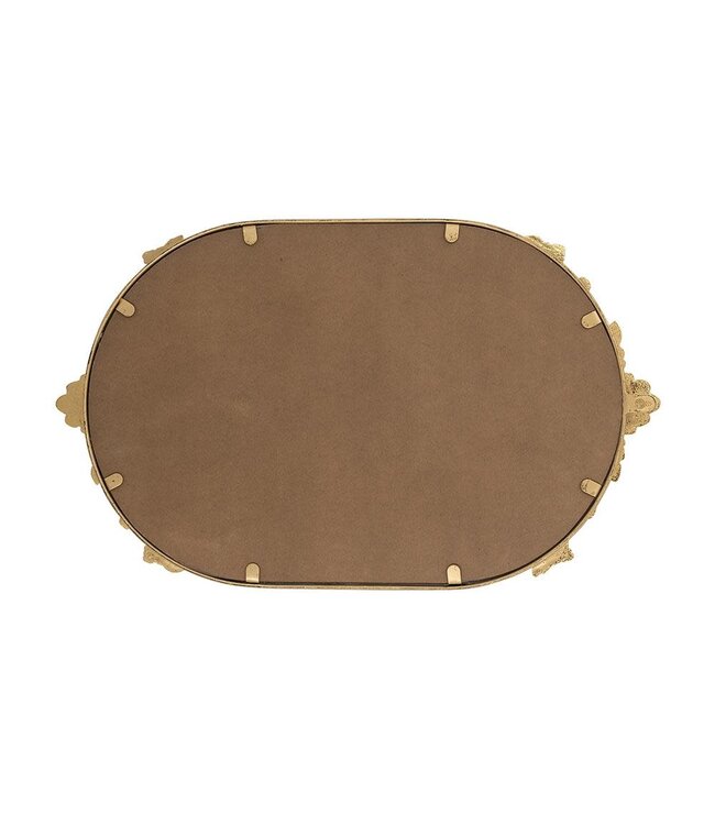 Mirror Tray with Gold Iron Frame Intricate Floral