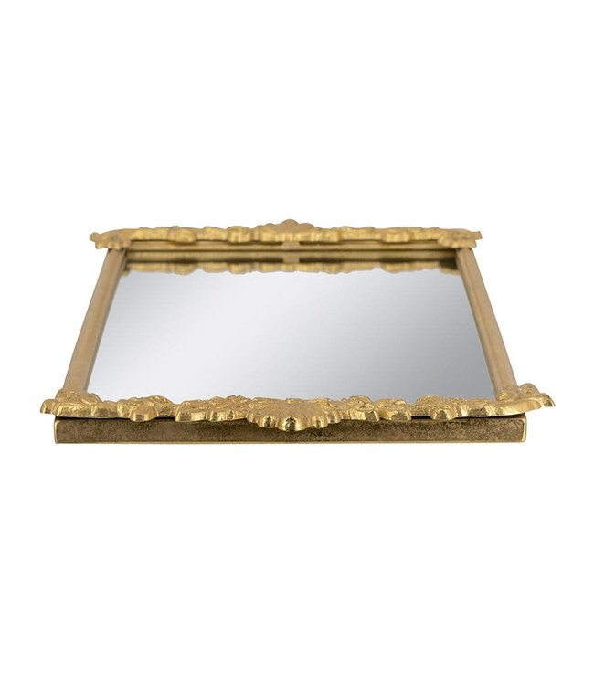 Mirror Tray w/ Gold Frame & Intricate Floral