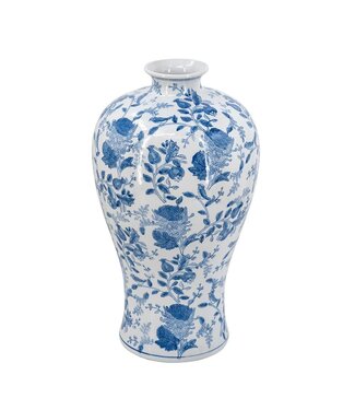 Round Tapered Porcelain Vase with Blue White Floral