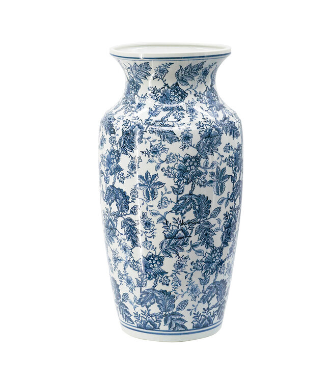 Porcelain Vase, White/Blue