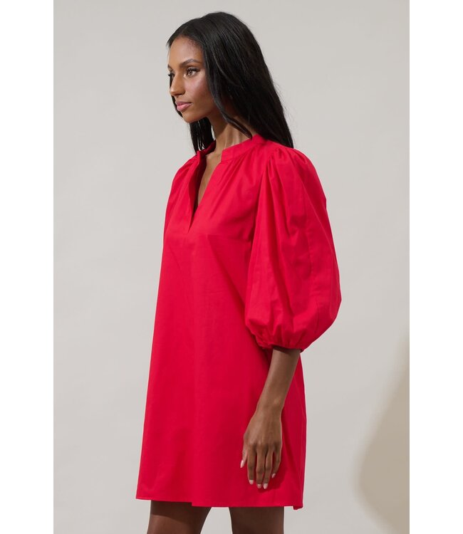 Victoria Shift Split Neck Mini Dress