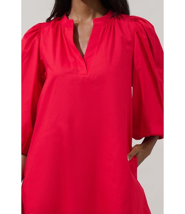 Victoria Shift Split Neck Mini Dress