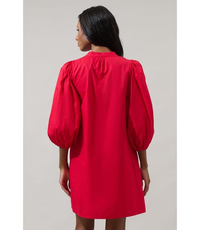 Victoria Shift Split Neck Mini Dress