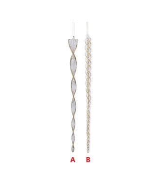 21 Inch Gold & Clear Glass Flat Spiral Icicle Ornaments