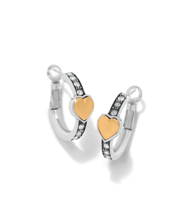 BRIGHTON Mystery of Love Gold Heart Hoop Earrings