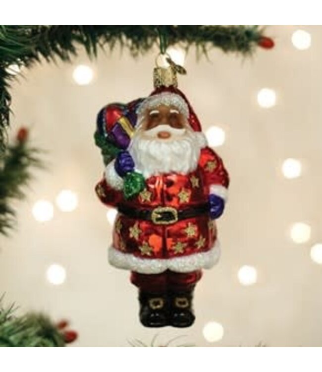OLD WORLD CHRISTMAS Jolly African American Santa Ornament