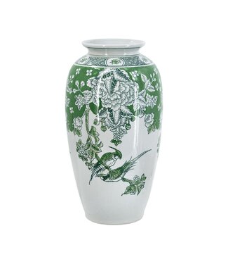 Green White Porcelain Vase with Nature-Inspired
