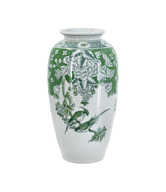 Green White Porcelain Vase with Nature-Inspired