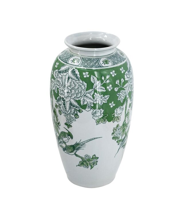 Green White Porcelain Vase with Nature-Inspired