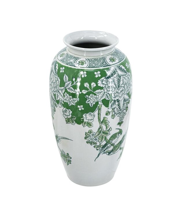 Green White Porcelain Vase with Nature-Inspired