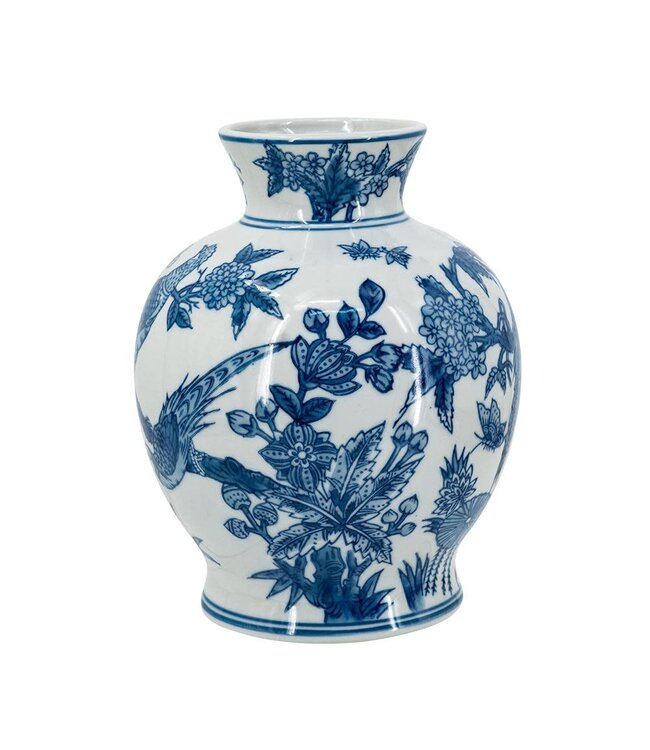 Blue White Porcelain Teardrop Vase Nature-Inspired