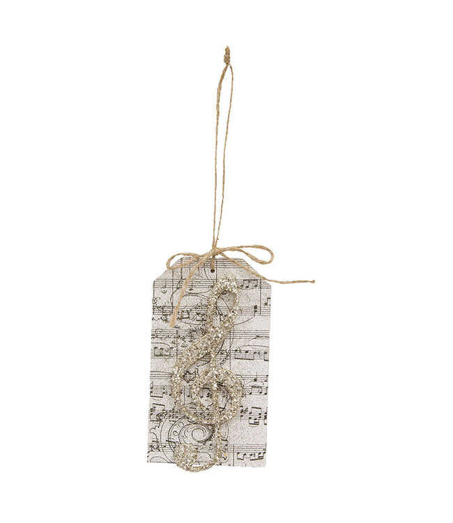 Glittered Treble Clef Tag Ornament