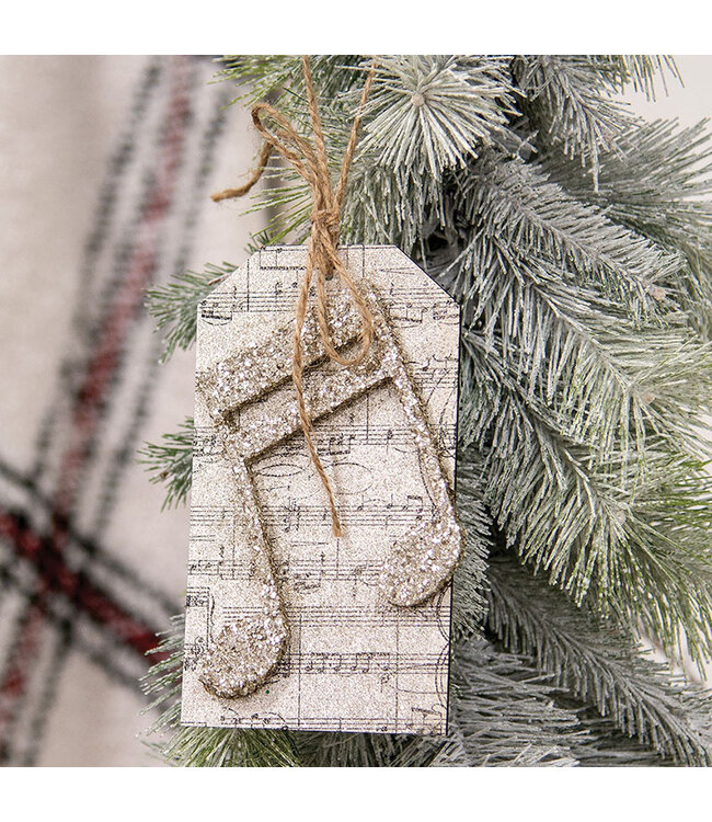 Glittered Music Note Tag Ornament