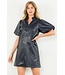 Yassi Puff Sleeve Leather Dress