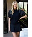 Jane Poplin Puff Sleeve Knit Top
