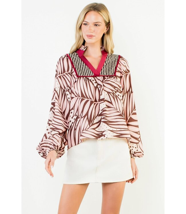 Jasmin Long Sleeve Print Detail Top