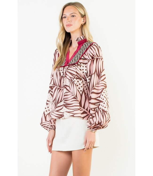Jasmin Long Sleeve Print Detail Top