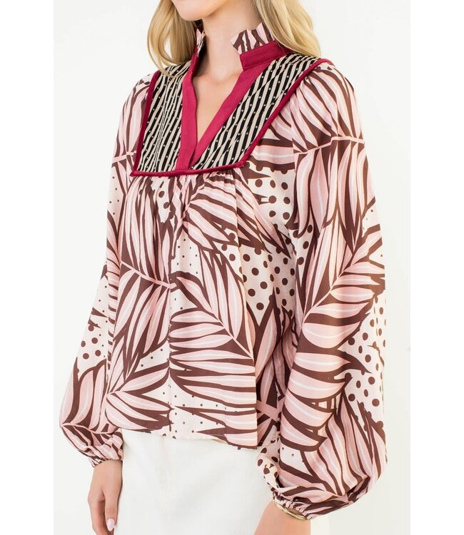 Jasmin Long Sleeve Print Detail Top