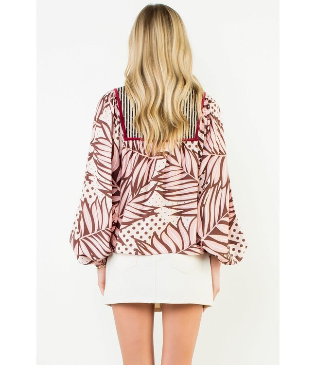 Jasmin Long Sleeve Print Detail Top