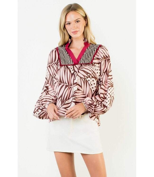 Jasmin Long Sleeve Print Detail Top
