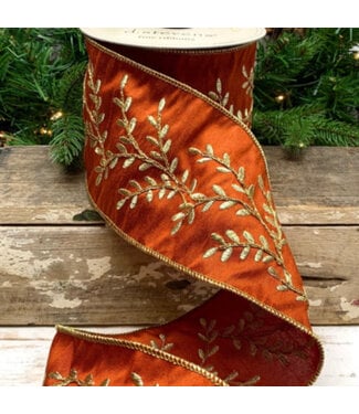 4"x10yds Dupion Embroidery Vine - Bittersweet